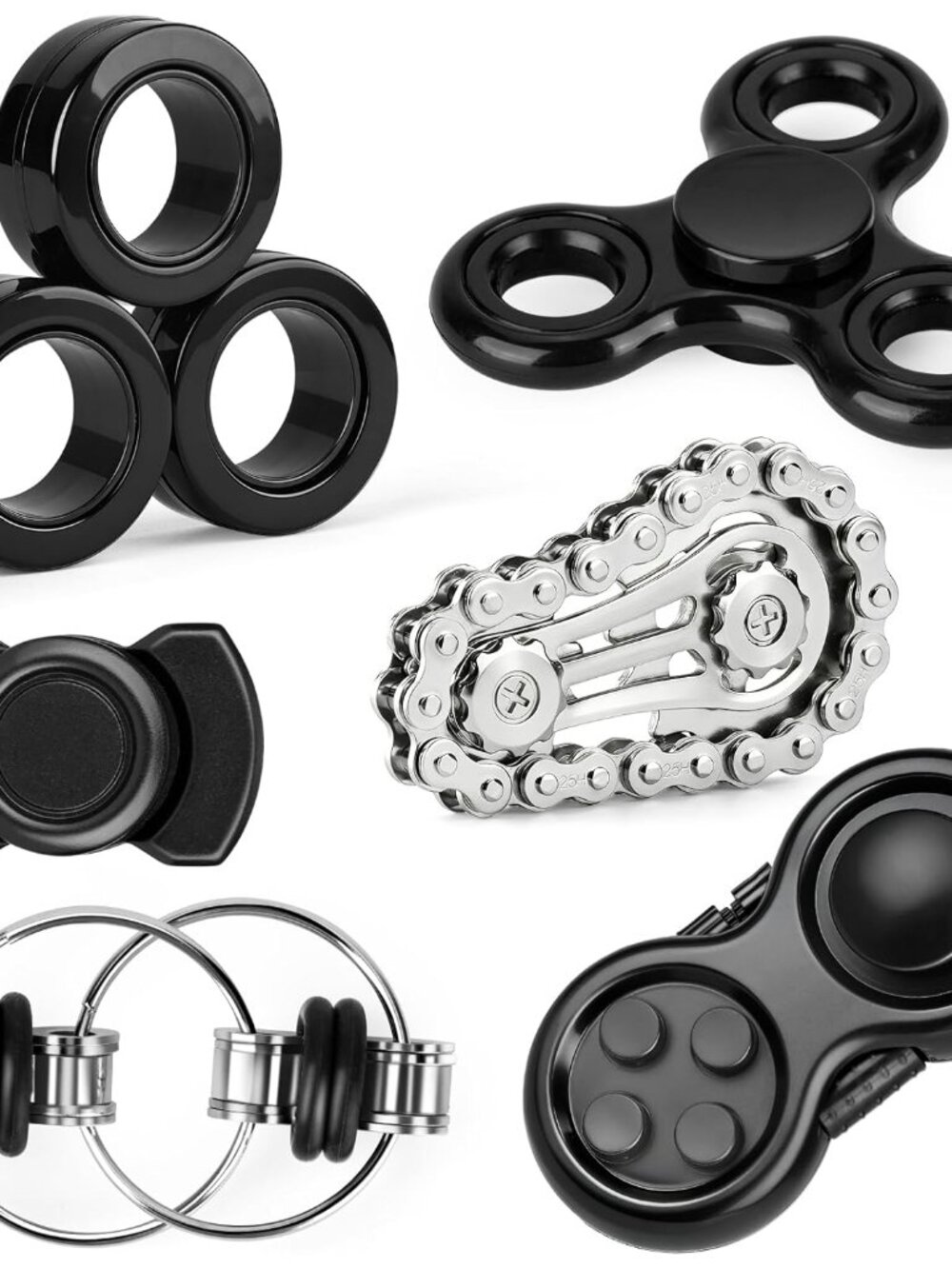 6PCS Fidget Toys Sets Adults & Teen,Metal Fidget Spinner Cool Classroom Desk Toy